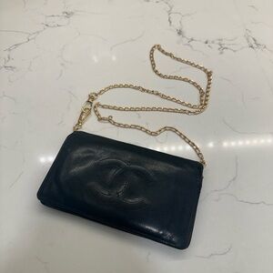Vintage Chanel black caviar wallet